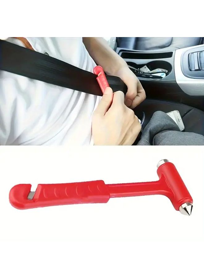 Red Emergency Safety Hammer 1pc Multi Functional Car Window Breaker - Image 1