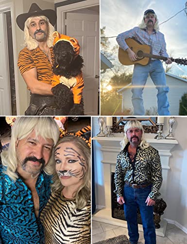 ColorGround Dark Root Wig with 6 Earrings and Mustache for Men - Image 2