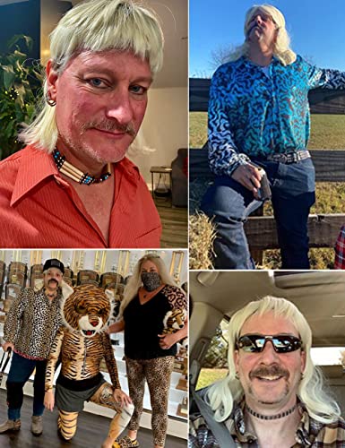 ColorGround Dark Root Wig with 6 Earrings and Mustache for Men - Image 3