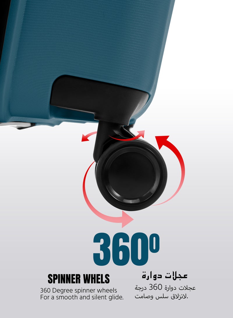 بارا جون حقيبة سفر بعجلات خفيفة الوزن وأنيقة ومتينة من البولي بروبلين مع قفل  - أزرق - Image 4