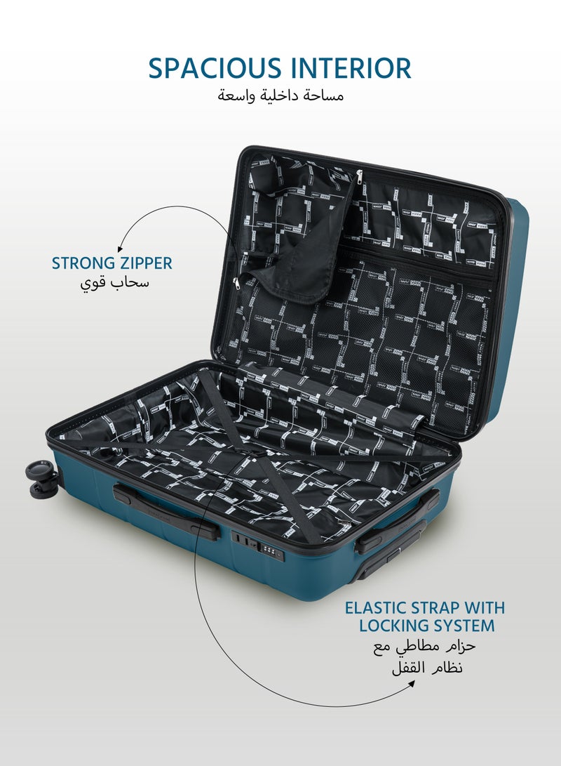 بارا جون حقيبة سفر بعجلات خفيفة الوزن وأنيقة ومتينة من البولي بروبلين مع قفل  - أزرق - Image 5