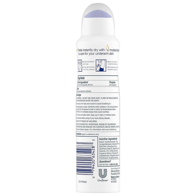 Dove Dry Spray Antiperspirant - Invisible - Sheer Fresh - Net Wt. 3.8 OZ (107 g) Per Can - Pack of 3 Cans - Image 3