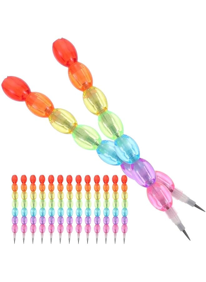 erorex Stackable Pencils 20Pcs Stackable Pencils Kids Plastic Pencil 7 In 1 Stacking Pencil Non Sharpening Replaceable Writing Pencil For Back To School Gift Party Favors Supplies - Image 1