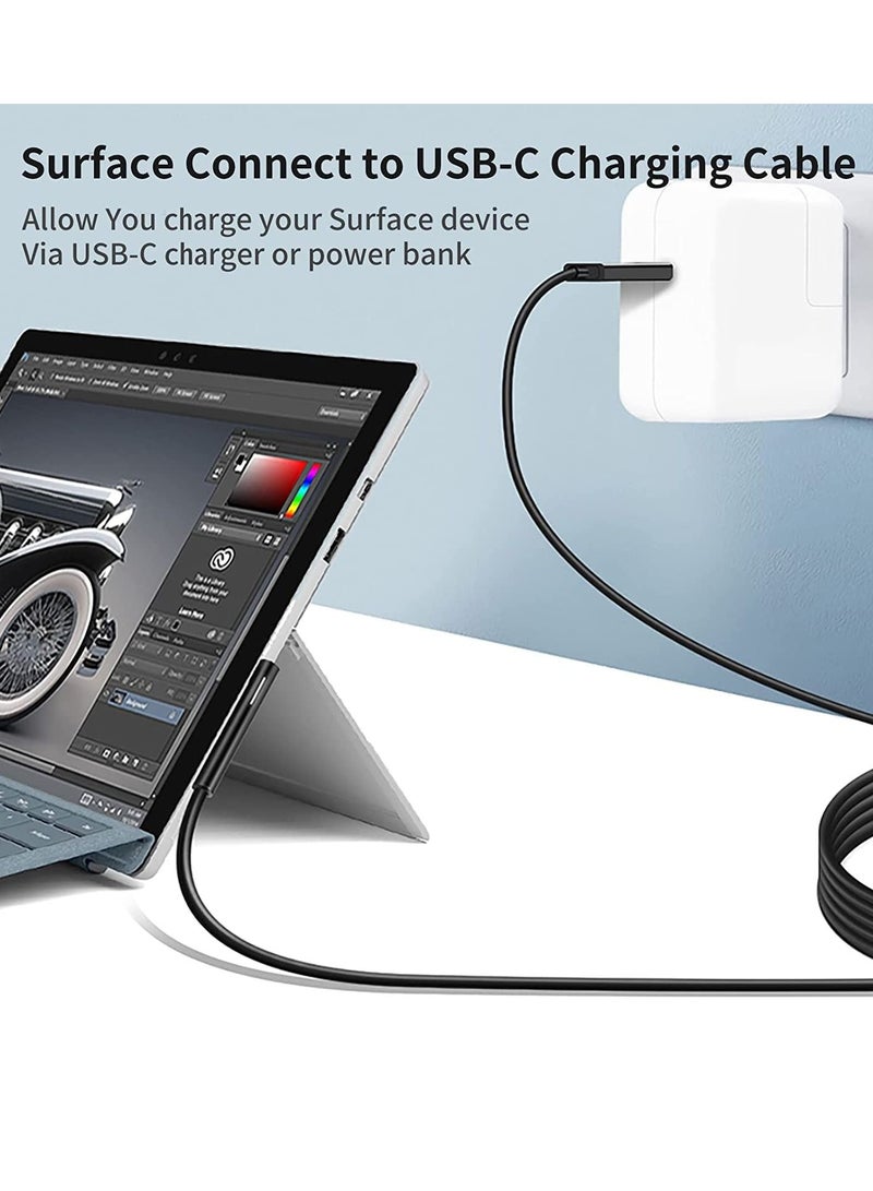 Y&D Nylon Braided Surface Connect to USB C Charging Cable, Compatible with Microsoft Pro 7/6/5/4/3 Go3/2/1 Laptop4/3/2/1, Must work 45W 15V3A USB-C Charger (Black, 6ft) - Image 4