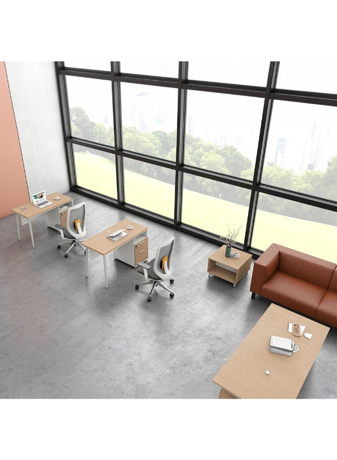 DANUBE HOME V2 Herstal Office Desk Computer Table Arts And Crafts Desk Workstation Modern PC Laptop Table Wooden Study Table For Home Office L120xW60xH75cm-Oak/White  - Image 4