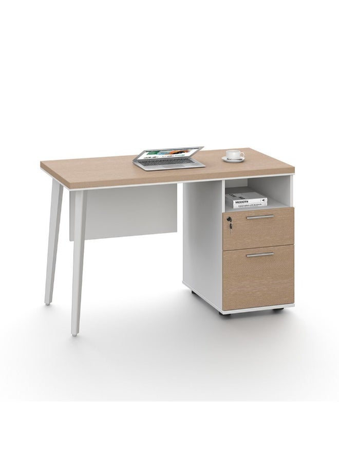 DANUBE HOME V2 Herstal Office Desk Computer Table Arts And Crafts Desk Workstation Modern PC Laptop Table Wooden Study Table For Home Office L120xW60xH75cm-Oak/White  - Image 1