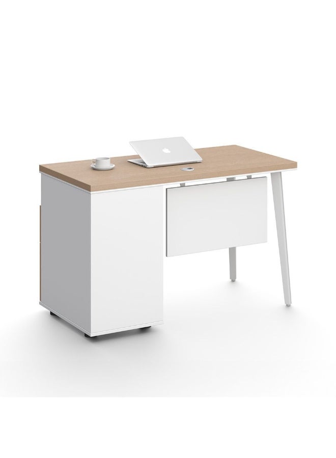 DANUBE HOME V2 Herstal Office Desk Computer Table Arts And Crafts Desk Workstation Modern PC Laptop Table Wooden Study Table For Home Office L120xW60xH75cm-Oak/White  - Image 2