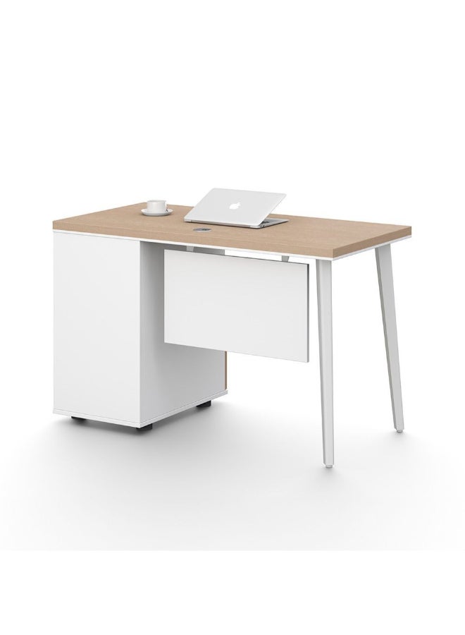 DANUBE HOME V2 Herstal Office Desk Computer Table Arts And Crafts Desk Workstation Modern PC Laptop Table Wooden Study Table For Home Office L120xW60xH75cm-Oak/White  - Image 3