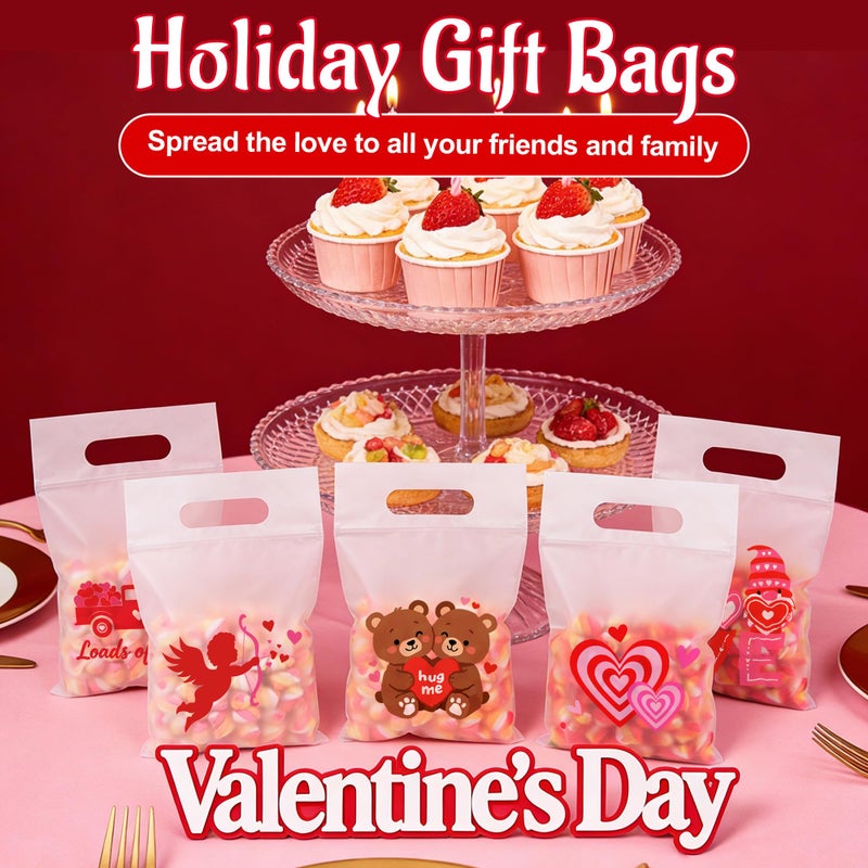 Nelisylux 50Pcs Valentines Gift Bags, Valentine Treat Bag, Valentines Goodie Bags, Valentine Bags for kids, Valentineâ€™s Day Clear Cellophane Candy Goody Bag for Valentineâ€™s Party Favor Supplies School Classroom - Image 5