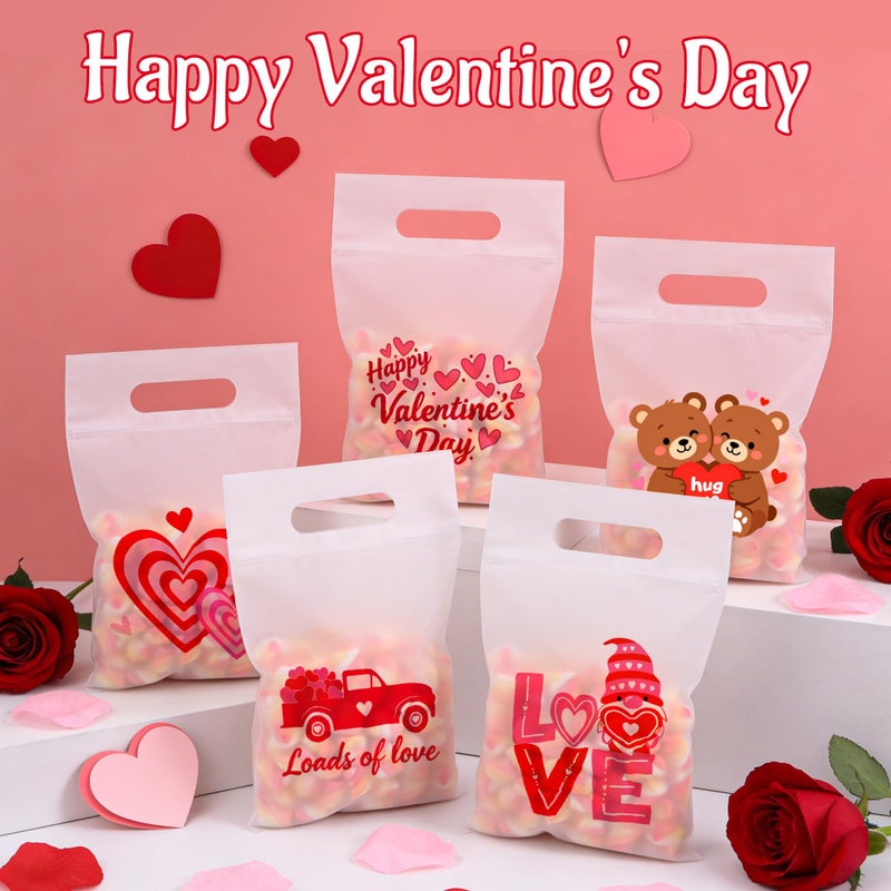 Nelisylux 50Pcs Valentines Gift Bags, Valentine Treat Bag, Valentines Goodie Bags, Valentine Bags for kids, Valentineâ€™s Day Clear Cellophane Candy Goody Bag for Valentineâ€™s Party Favor Supplies School Classroom - Image 2
