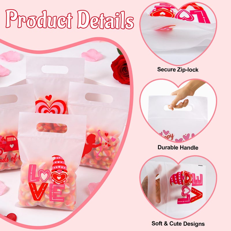 Nelisylux 50Pcs Valentines Gift Bags, Valentine Treat Bag, Valentines Goodie Bags, Valentine Bags for kids, Valentineâ€™s Day Clear Cellophane Candy Goody Bag for Valentineâ€™s Party Favor Supplies School Classroom - Image 4