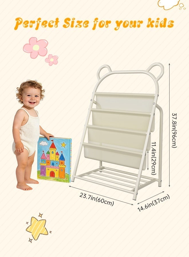 Forthcan Kids Book Storage Rack with Front-Facing Shelves, Metal Children Bookshelf Organizer, Cute Bear Design Book Display Stand for Kids Room or Playroom - Image 4
