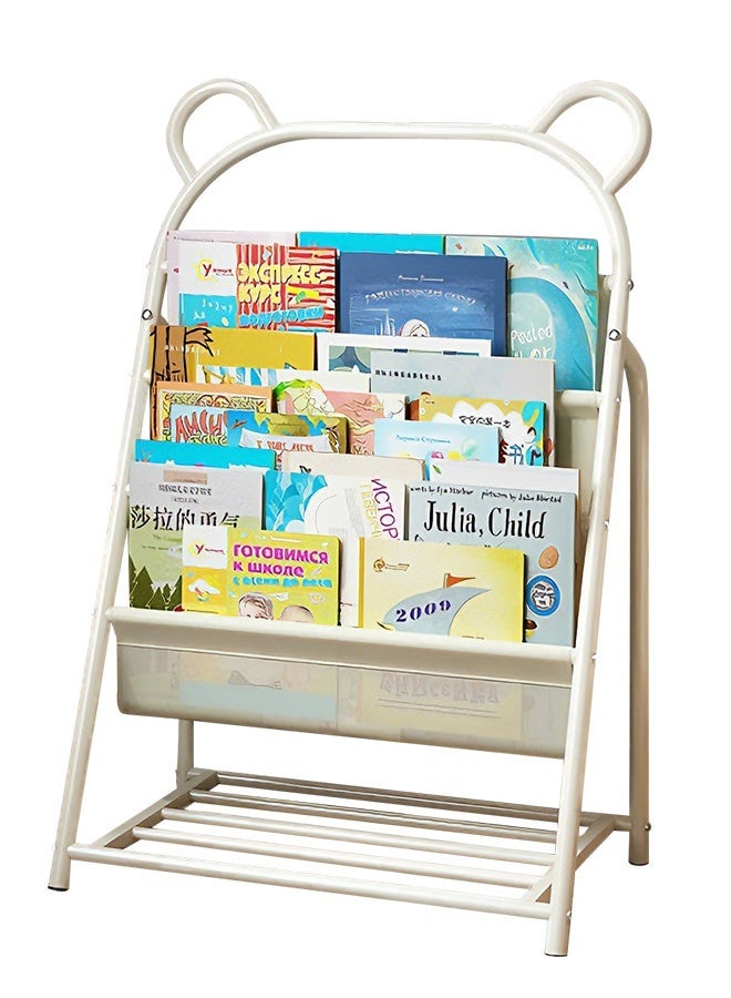 Forthcan Kids Book Storage Rack with Front-Facing Shelves, Metal Children Bookshelf Organizer, Cute Bear Design Book Display Stand for Kids Room or Playroom - Image 2