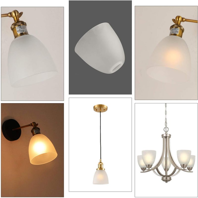 Giluta 2 Pack Bell Shaped Glass Shade Frosted Light Fixture Shades Replacement for ceiling fan light wall light,Lipless with 1-5/8-inch Fitter Opening - Image 3