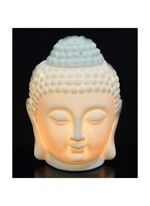 PeepalComm Peepalcomm Ceramic Electric Buddha Aroma Diffuser Home Fragrance Night Lamp Light with 2 Rose Aroma Oil of 10ml Each for Home Office Hotel Spa 10x10x14cm White  - Image 2