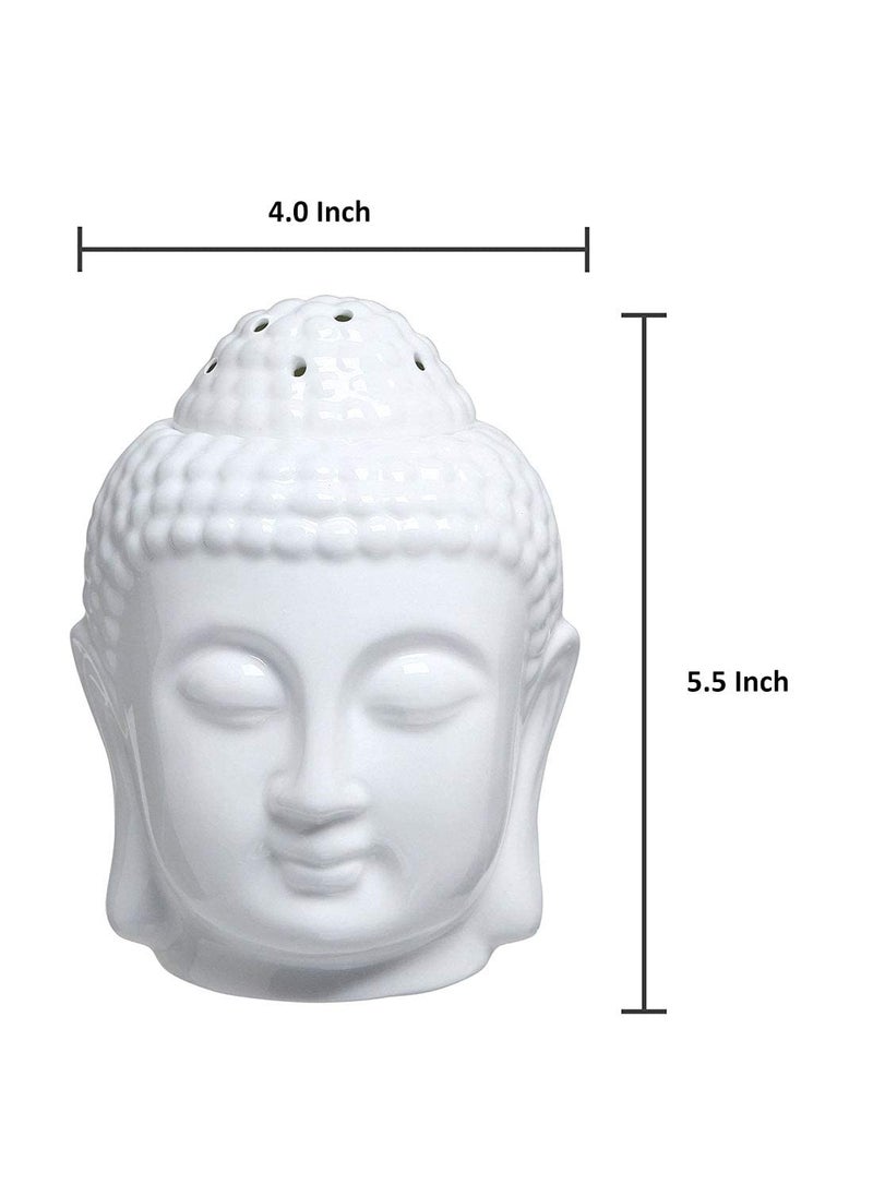 PeepalComm Peepalcomm Ceramic Electric Buddha Aroma Diffuser Home Fragrance Night Lamp Light with 2 Rose Aroma Oil of 10ml Each for Home Office Hotel Spa 10x10x14cm White  - Image 5