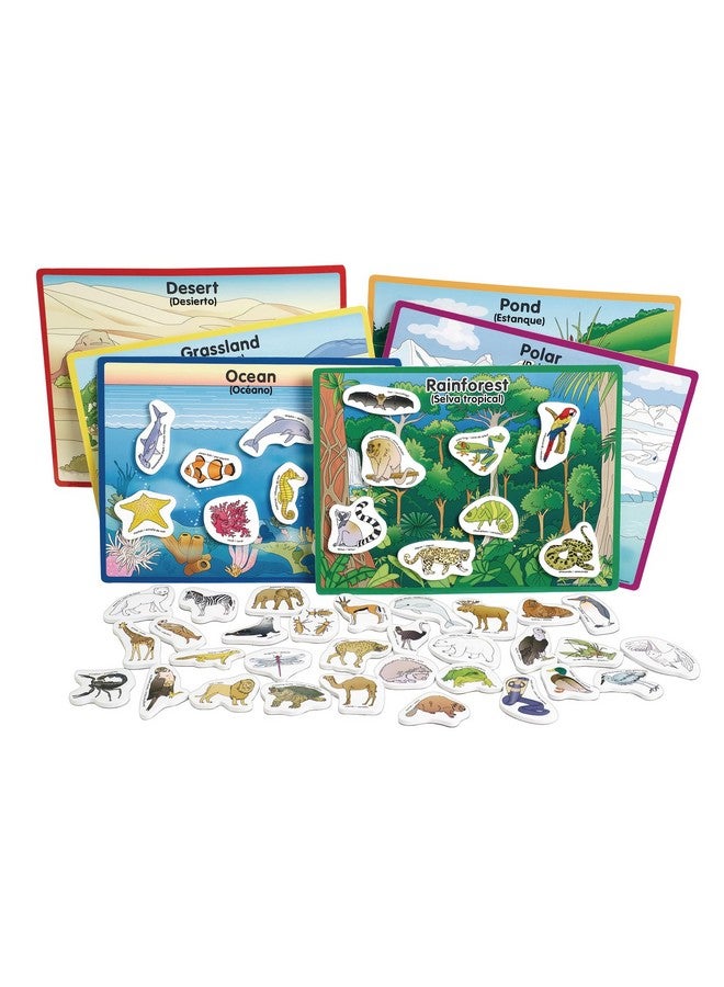 Excellerations Animals in Their Habitats 6 Puzzle Boards Learning Activity Tool for Kids (48 Pieces) - Image 1