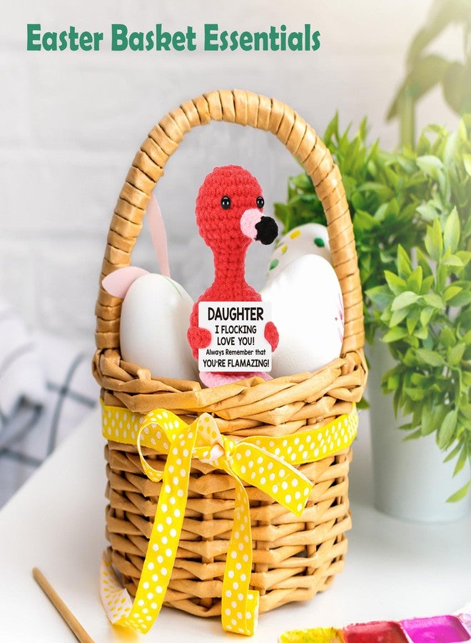 BdayPtion Funny Flamingo Daughter Easter Basket Essentials Stuffers for Teens Mothers Day Birthday Graduation Gifts for Daughter from Mom Dad I Love You Daughter Handmade Crochet Flamingo Desk Decor Present - Image 5