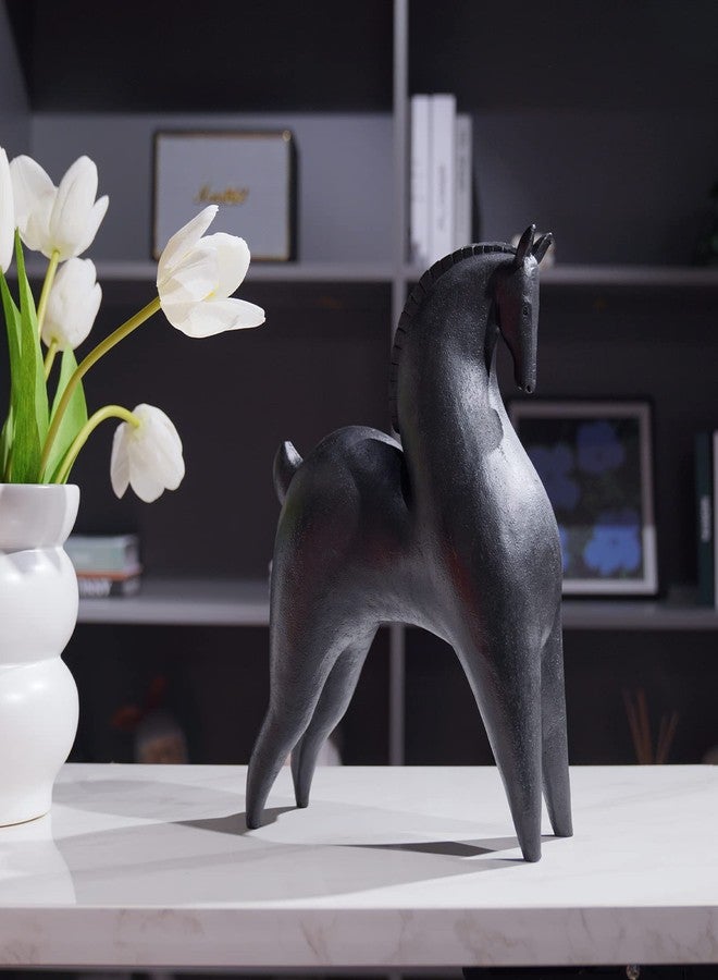 Cynkeyee Black Horse Statue Home Decor - Modern Abstract Horse Statues, Minimalist Decor Matte Black Horses Gift for Living Room Centrepiece Knick Knacks for Shelves 11.5x4.25x8.5 Inch - Image 2