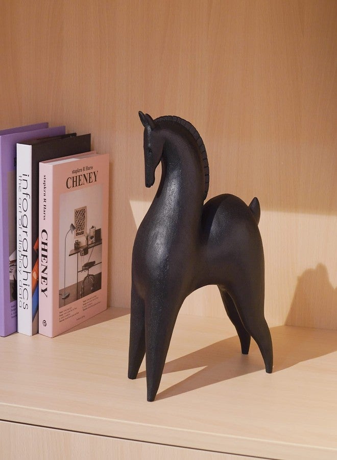 Cynkeyee Black Horse Statue Home Decor - Modern Abstract Horse Statues, Minimalist Decor Matte Black Horses Gift for Living Room Centrepiece Knick Knacks for Shelves 11.5x4.25x8.5 Inch - Image 3