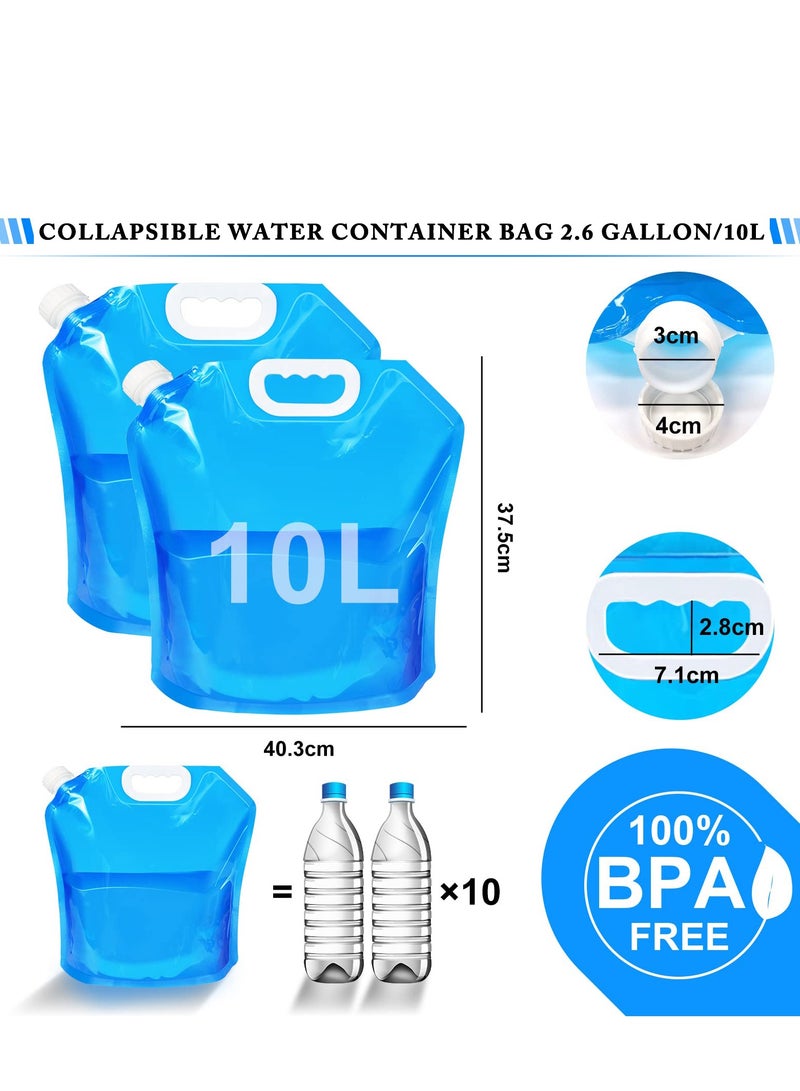 Generic 3 Pieces Foldable Water Container 10L with Tight Lid Flexible Water Canister Portable Drinking Water Water Water Bag Folding Canister Water Bag for Outdoor - Image 2