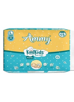 Ammy Koolkids Baby Diaper Pants, L Size (15 Count), Rash Free Diaper Pants for Babies,Super soft, Super Flexi Smart Fit- System, (9-14Kg)