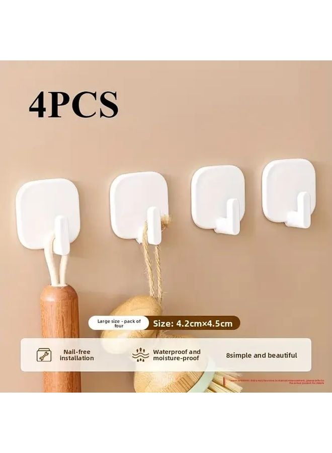 4pcs Heavy Duty Adhesive Wall Hooks No Drill Damage Free Mounting - Image 1