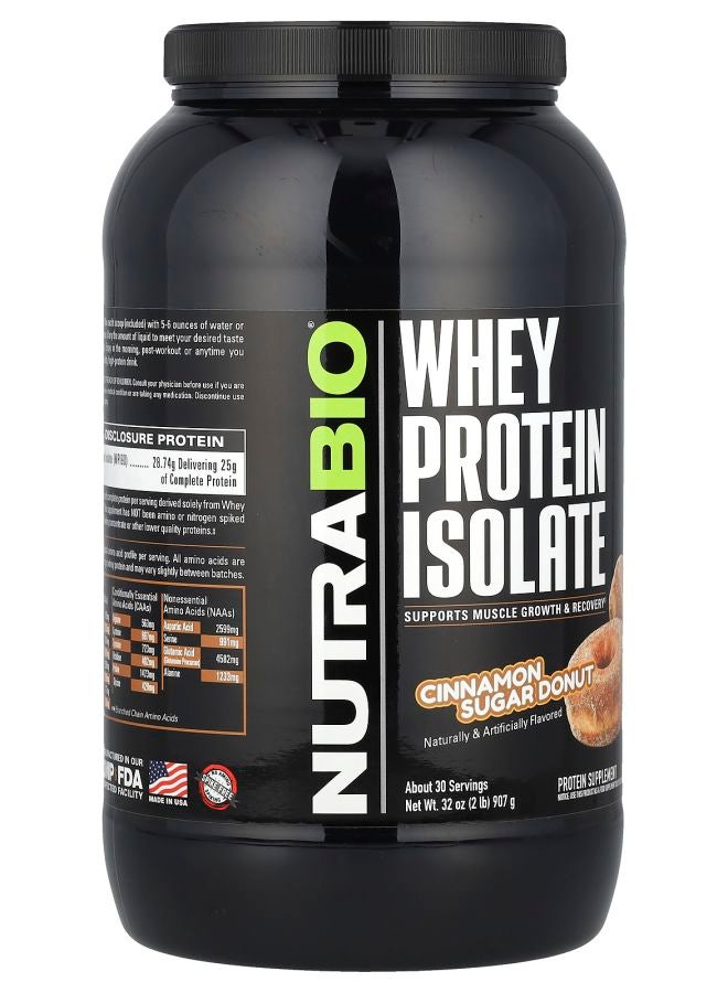 NutraBio Whey Protein Isolate Cinnamon Sugar Donut 2 lb (907 g) - Image 2
