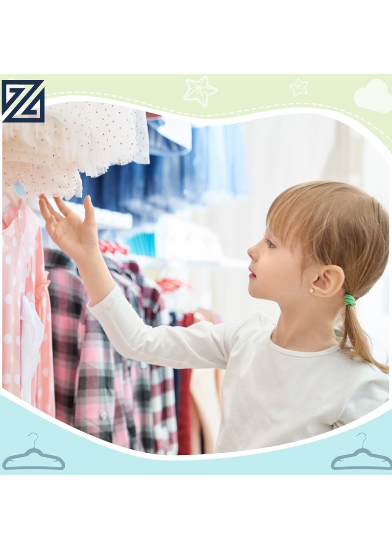 ZOBER ZOBER Non-Slip Rubber Pad Kids Hangers, Premium Quality Plastic Hangers | 360º Swivel Hook | Heavy Duty Space Saving Clothes Hanger for kids, Shirt, Coat, Pant, Children Closet (WHITE, 100 PACK) - Image 4