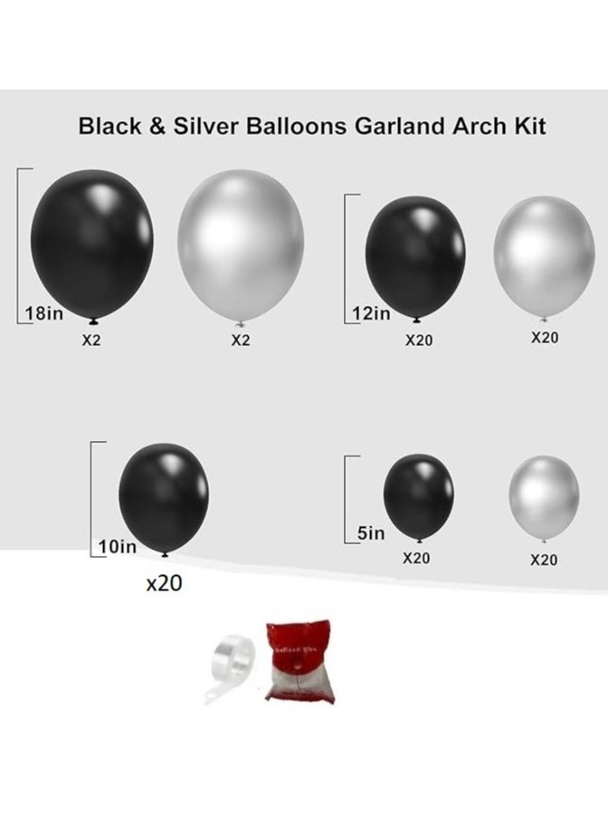 Boxwoods Black and Metallic Chrome Silver Balloons Garland Kit For Birthday New Year Eve Graduation And Anniversary Party Decoration  - Image 3