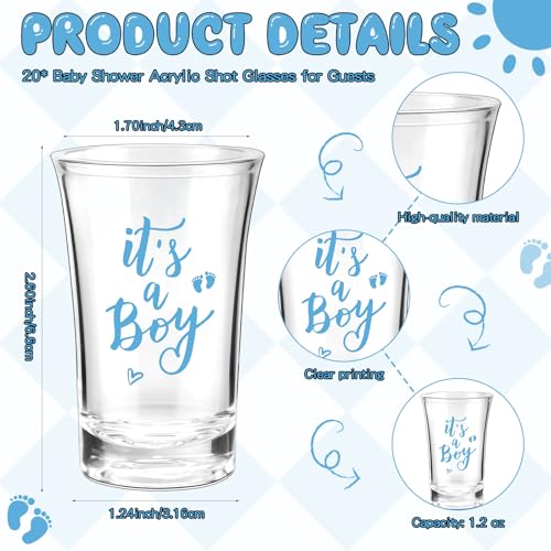 Vesici 20 Set Its a Boy Baby Shower Favors for Guests Acrylic Shot Glasses Gold Bottle Opener Keychains Thank You Tags and Bags for Baby Shower Party Gender Reveal Party Guests Return Gift - Image 3