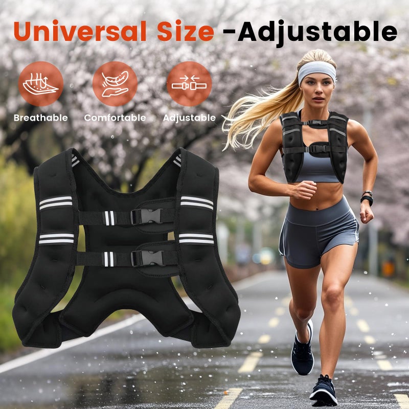 Poudee Weighted Vest, 16LB Weight Vest for Men Women, Body Weight Vests Adjustable with Reflective Stripe for Strength Training, Running, Training Workout, Jogging, Walking - 16LB - Image 4