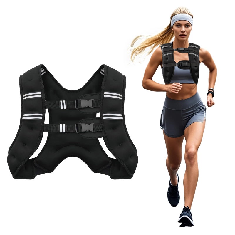 Poudee Weighted Vest, 16LB Weight Vest for Men Women, Body Weight Vests Adjustable with Reflective Stripe for Strength Training, Running, Training Workout, Jogging, Walking - 16LB - Image 1