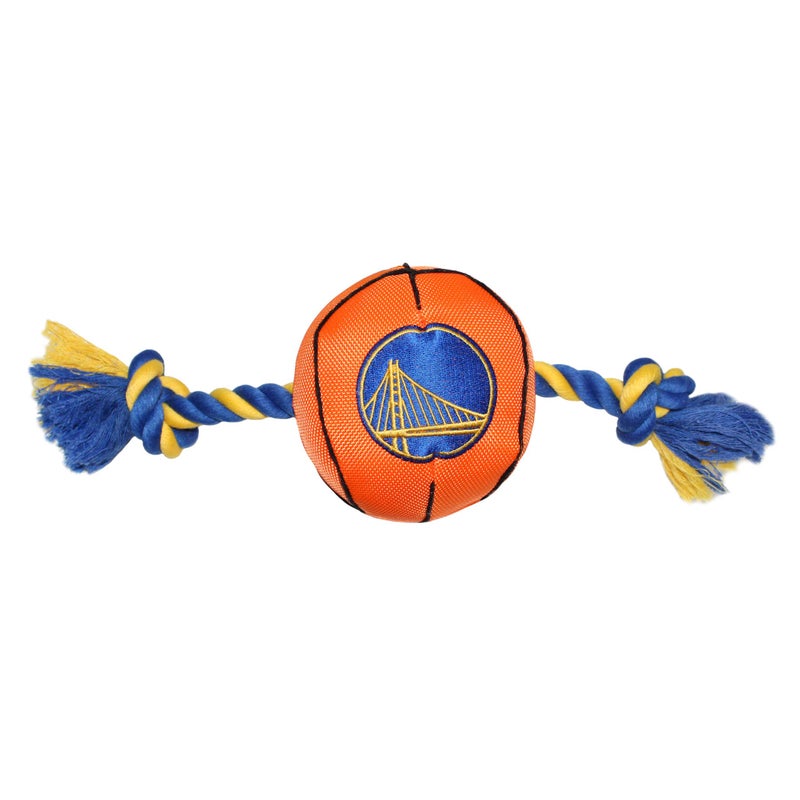 Pets First NBA Golden State Warriors Basketball Toy Tough Nylon Pet Toy with Tug Ropes Inner Squeaker One Size GSW3105 - Image 2