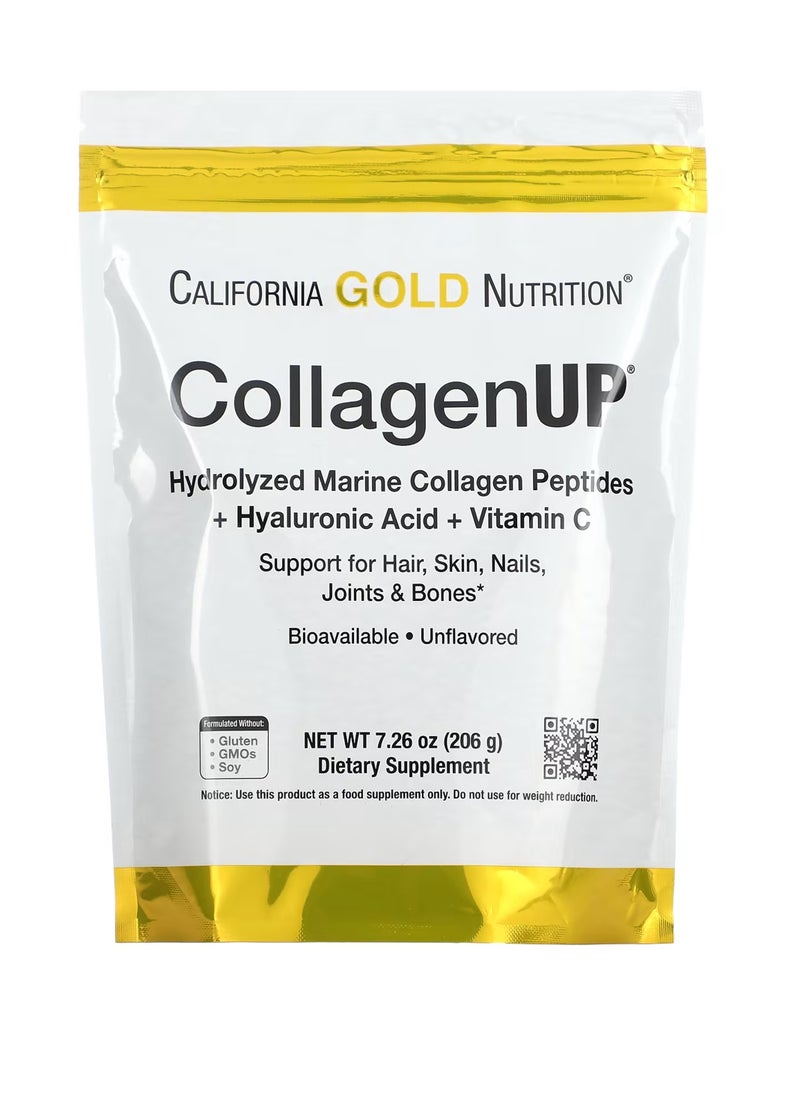 California Gold Nutrition - CollagenUP, Hydrolyzed Marine Collagen Peptides with Hyaluronic Acid and Vitamin C, Unflavored, 7.26 oz (206 g) - Image 1