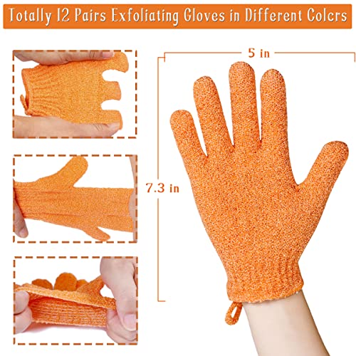 CVNDKN Shower Gloves,24 Pcs Exfoliating Bath Gloves,Body Scrub Gloves with Hanging Loop for Beauty Spa Massage Skin Shower Body Scrubber-12 Colors - Image 2