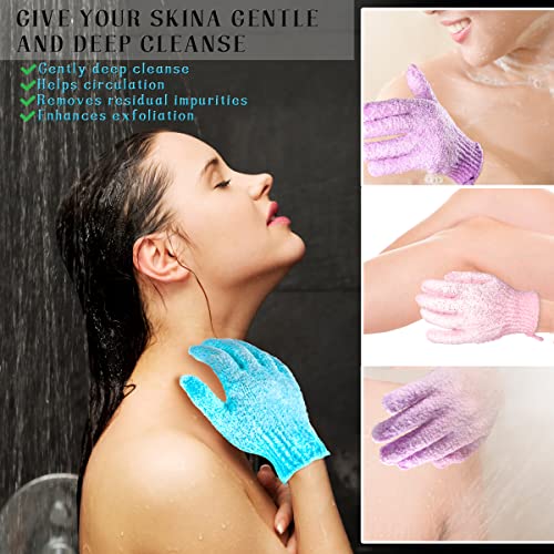 CVNDKN Shower Gloves,24 Pcs Exfoliating Bath Gloves,Body Scrub Gloves with Hanging Loop for Beauty Spa Massage Skin Shower Body Scrubber-12 Colors - Image 4