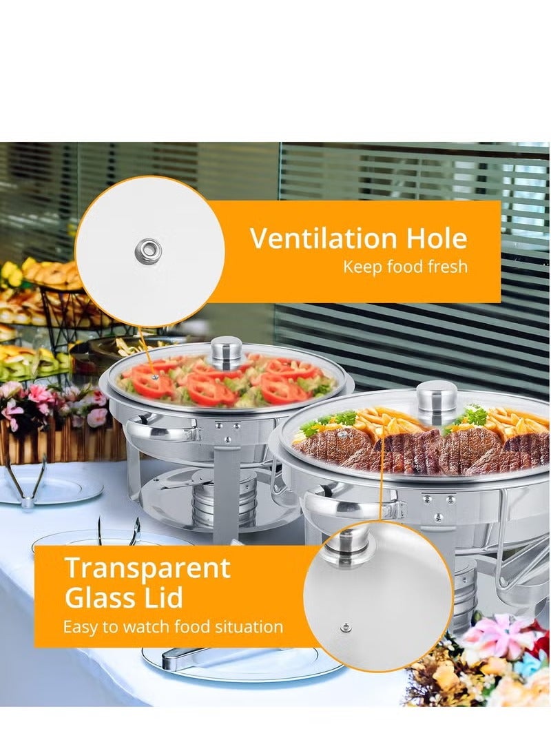 Stainless Steel Chafing Dish Buffet Set, Hot Pot with Lid and Built-in Lid Holder, Food Warming Tray, for Parties, Dinners and Catering, 4.5L Sliver - Image 3