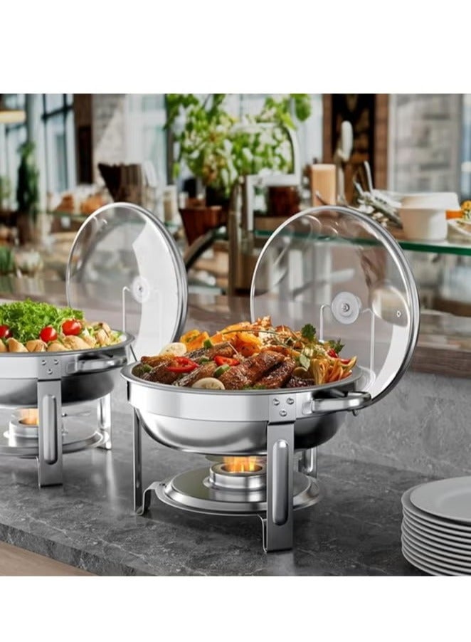 Stainless Steel Chafing Dish Buffet Set, Hot Pot with Lid and Built-in Lid Holder, Food Warming Tray, for Parties, Dinners and Catering, 4.5L Sliver - Image 2