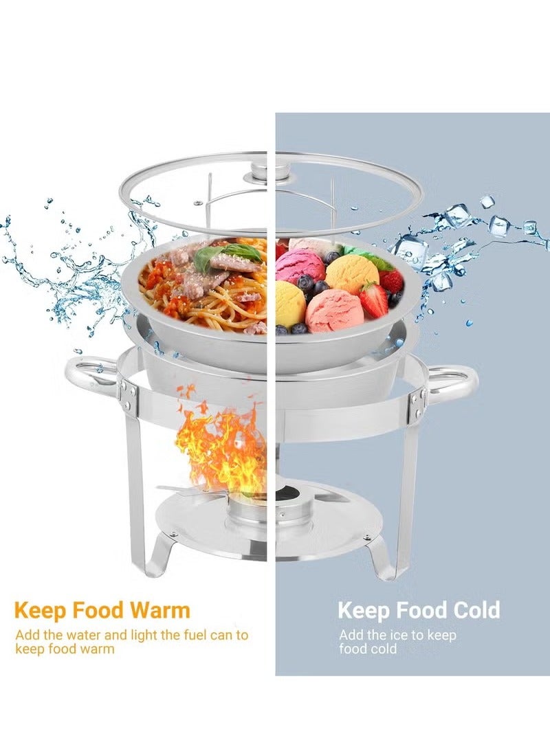 Stainless Steel Chafing Dish Buffet Set, Hot Pot with Lid and Built-in Lid Holder, Food Warming Tray, for Parties, Dinners and Catering, 4.5L Sliver - Image 4
