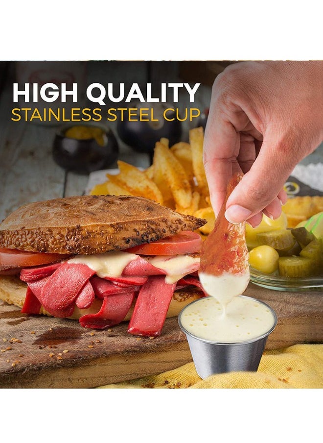 DUNISO - 6 Pcs Stainless Steel Sauce Cups, Multi Function Dipping Sauce Cup, Round Seasoning Cup, Reusable Metal Lamian Noodles, Used For Meat Sauce, Salad, Tomato Sauce, 150ml, 8.4 * 5.3cm - Image 1