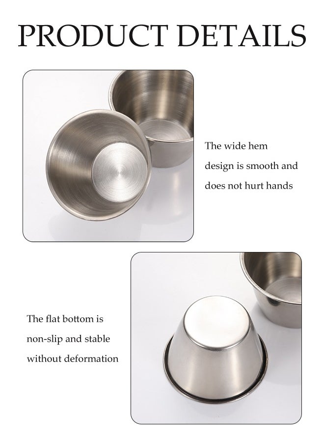 DUNISO - 6 Pcs Stainless Steel Sauce Cups, Multi Function Dipping Sauce Cup, Round Seasoning Cup, Reusable Metal Lamian Noodles, Used For Meat Sauce, Salad, Tomato Sauce, 150ml, 8.4 * 5.3cm - Image 1