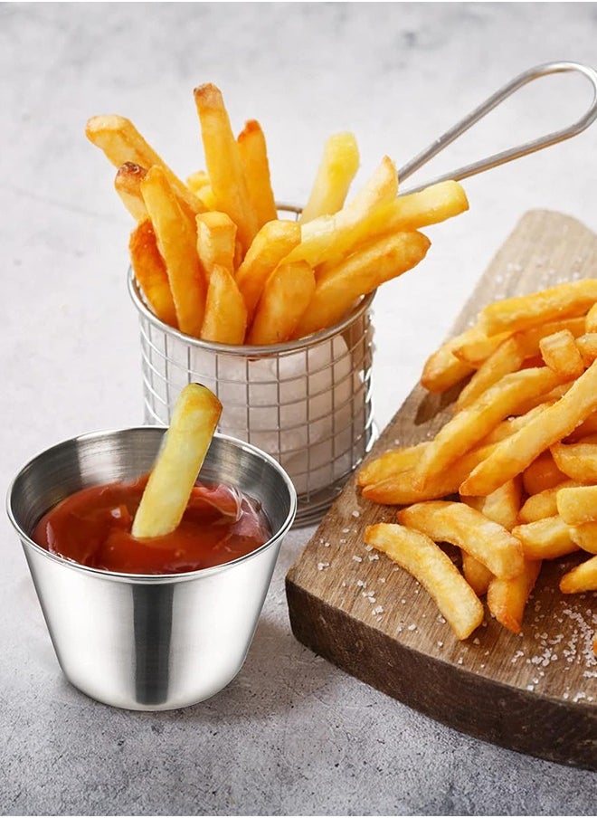 DUNISO 6 Pcs Stainless Steel Sauce Cups, Multi Function Dipping Sauce Cup, Round Seasoning Cup, Reusable Metal Lamian Noodles, Used For Meat Sauce, Salad, Tomato Sauce, 150ml, 8.4 * 5.3cm  - Image 4
