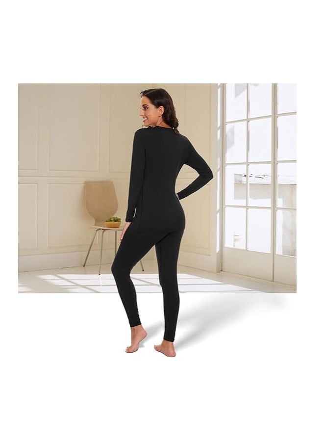 SIHOHAN Women’s Thermal Underwear Set – Winter Warm Fleece-Lined Top and Bottom, Ultralight Long Underwear, Size XL - Image 3