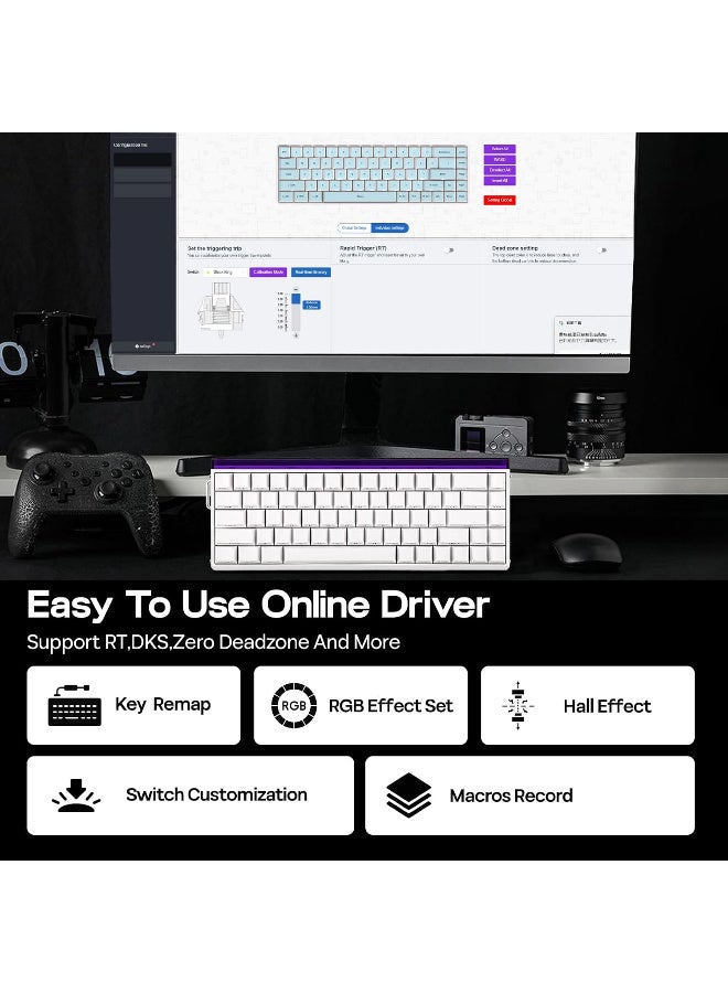 أولا كيبورد ألعاب سلكي AULA HERO 68 HE 65% بمفاتيح مغناطيسية بتقنية Hall Effect - أبيض - Image 3