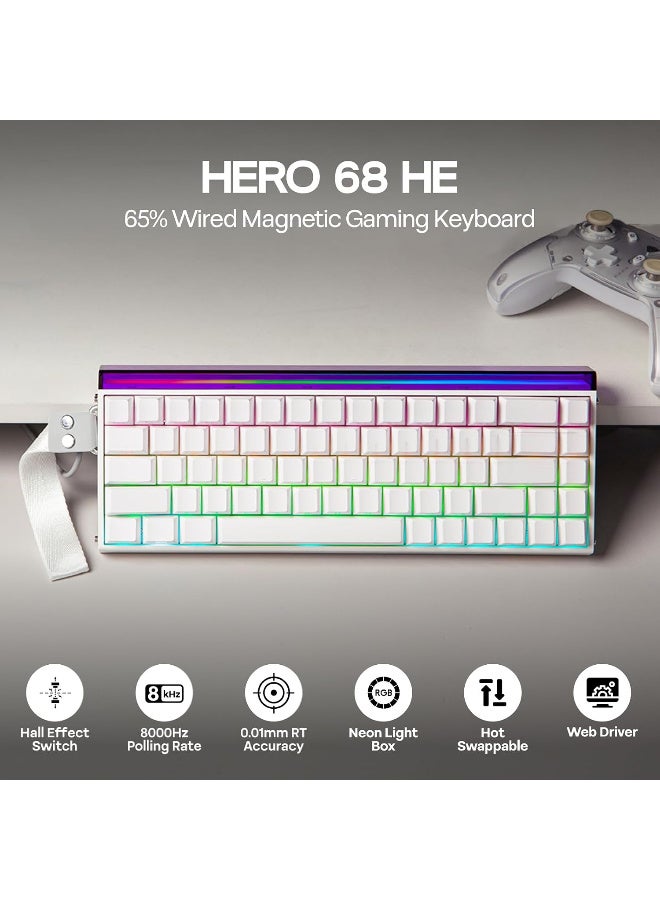أولا كيبورد ألعاب سلكي AULA HERO 68 HE 65% بمفاتيح مغناطيسية بتقنية Hall Effect - أبيض - Image 4