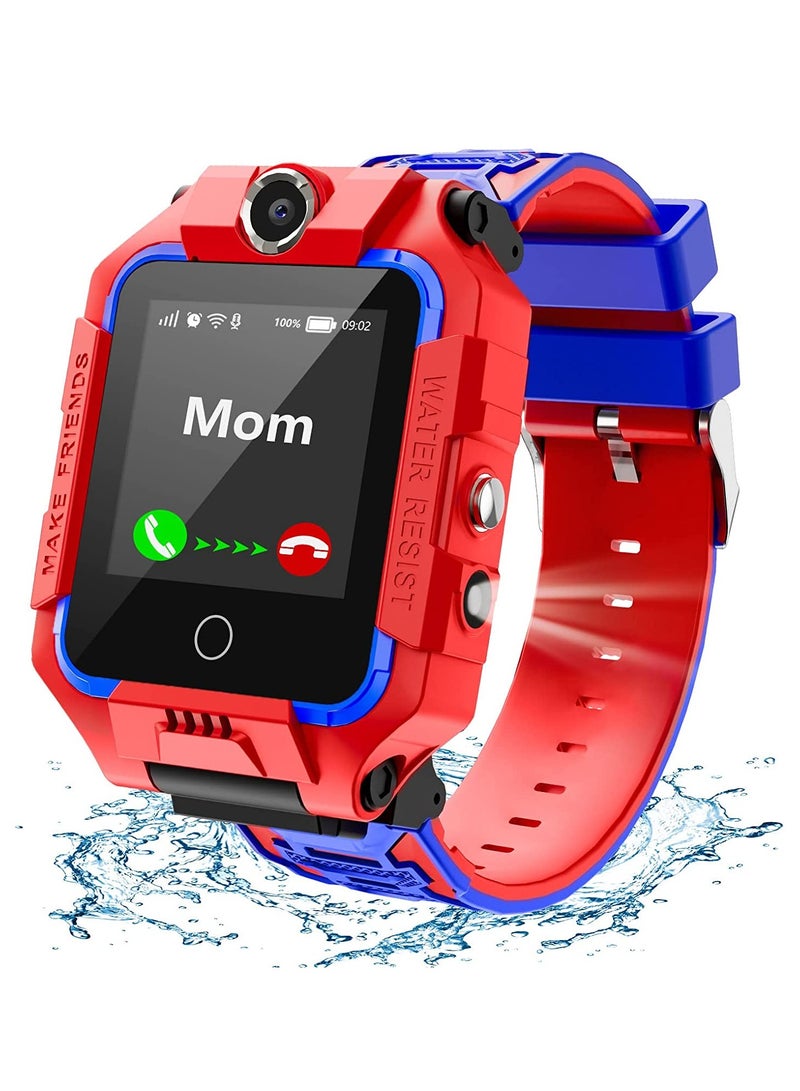 Smart Watch for Kids, 4G Liftable Waterproof Safe Smartwatch Phone with 360° Rotatable GPS Tracker Calling SOS Camera WiFi for Kids Children Students Ages 3-12 Birthday Gifts (Red) - Image 1