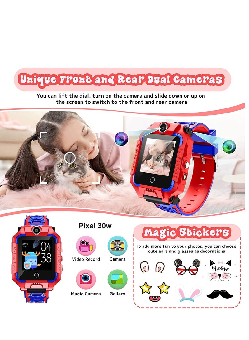 Smart Watch for Kids, 4G Liftable Waterproof Safe Smartwatch Phone with 360° Rotatable GPS Tracker Calling SOS Camera WiFi for Kids Children Students Ages 3-12 Birthday Gifts (Red) - Image 4