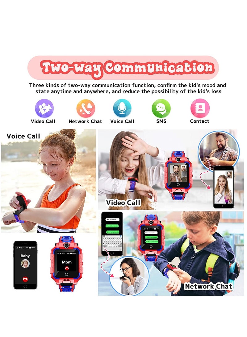Smart Watch for Kids, 4G Liftable Waterproof Safe Smartwatch Phone with 360° Rotatable GPS Tracker Calling SOS Camera WiFi for Kids Children Students Ages 3-12 Birthday Gifts (Red) - Image 3