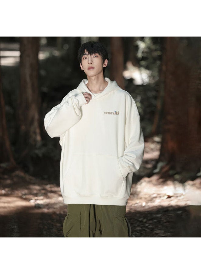 Swamp Area Men's Hoodie Spring Autumn Loose Fit Sports Couple American Style Printed Casual Top Sar07 White M - Image 5